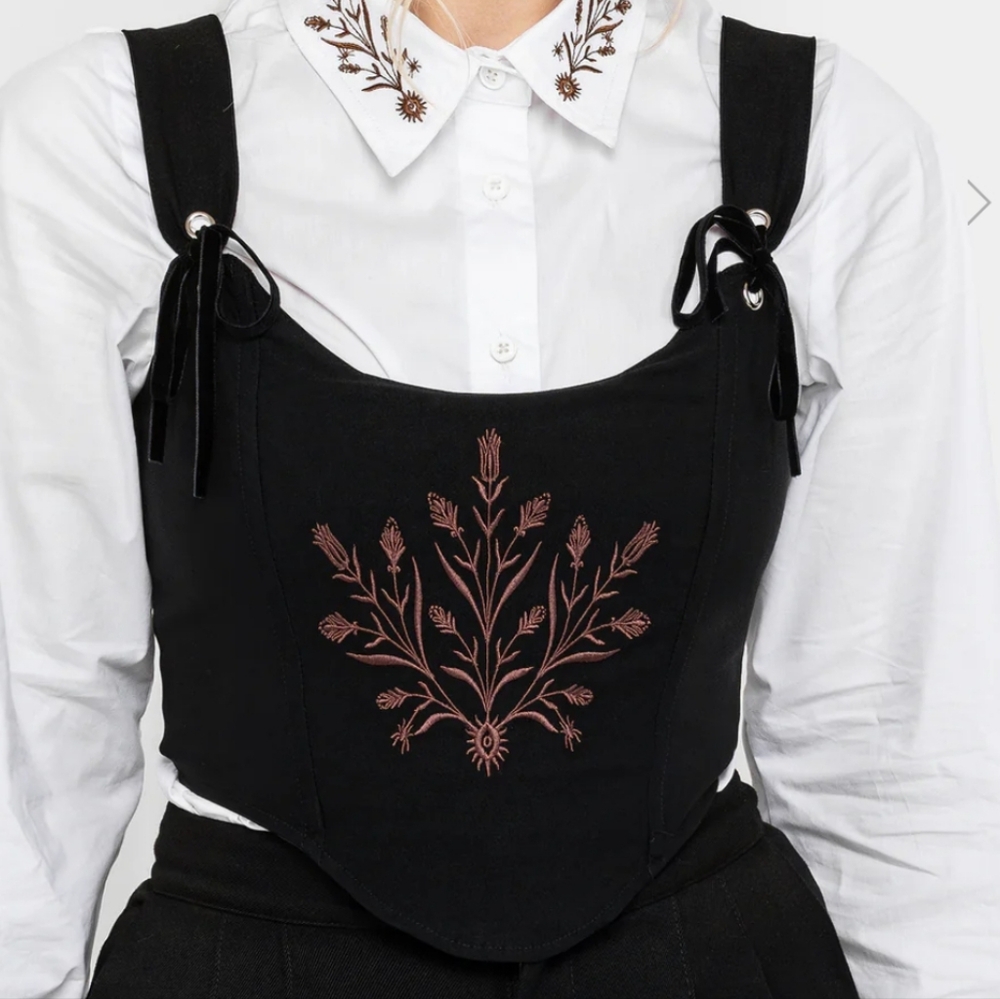 Cybele Embroidered Crop Corset Top
